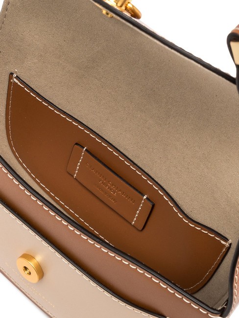 ISA Ledertasche mit Klappe, über der Schulter Karamellcreme - Damentaschen