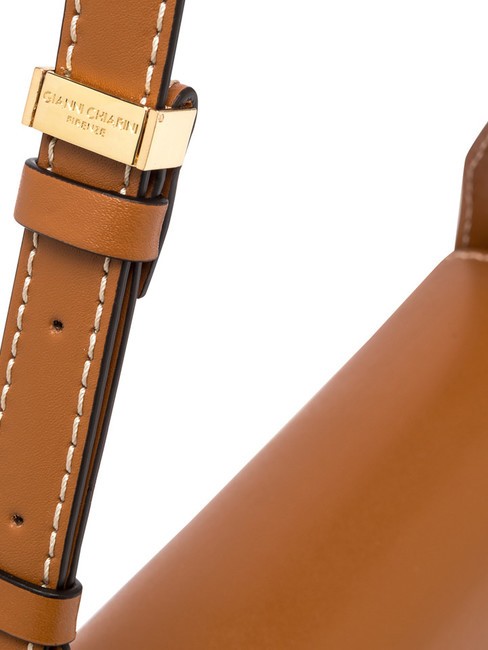 ISA Ledertasche mit Klappe, über der Schulter Karamellcreme - Damentaschen