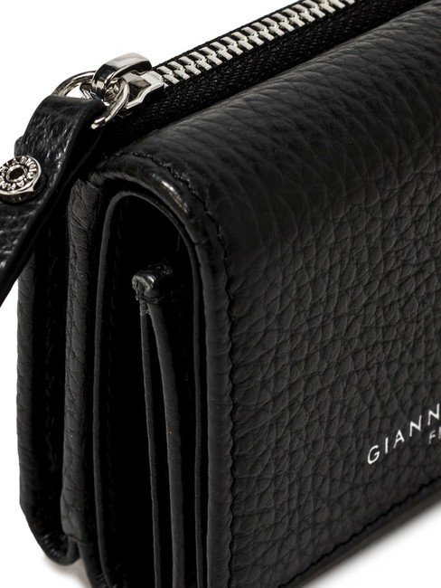 WALLETS GRAIN Kleine Geldbörse aus genarbtem Leder Schwarz - Brieftaschen Damen