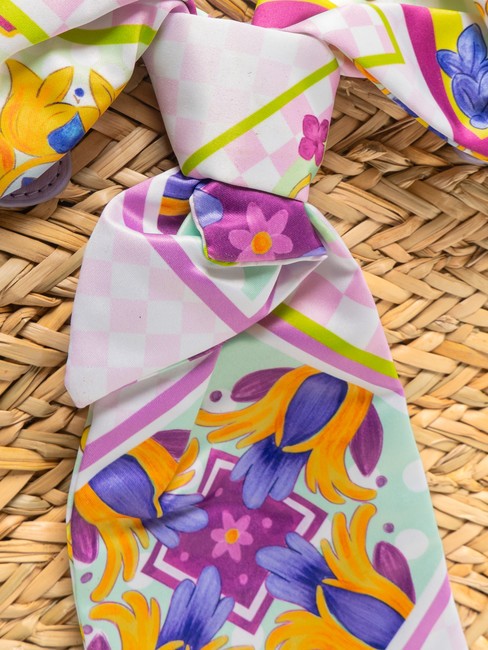 JAVA Mittelgroße Strandtasche aus Stroh lila - Damentaschen