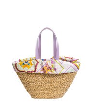 YNOT JAVA Große Strandtasche aus Stroh lila - Damentaschen - 4