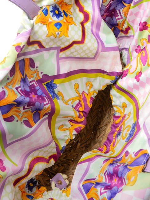 JAVA Große Strandtasche aus Stroh lila - Damentaschen