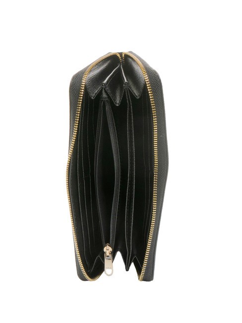 GARDENIA Große Lederbrieftasche mit umlaufendem Reißverschluss Schwarz - Brieftaschen Damen