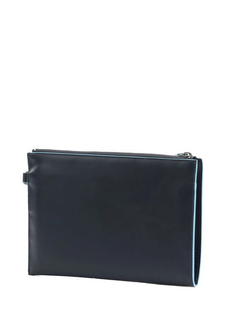 BLUE SQUARE Flache Clutch aus Leder Blau - Damentaschen