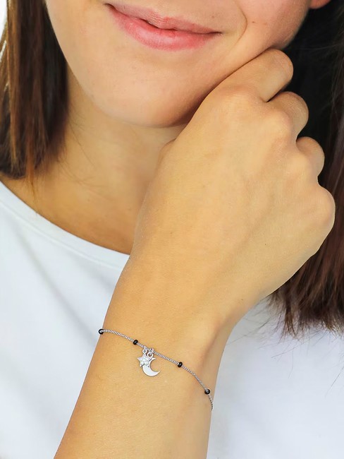 CANDY CHARM Stern-Mond-Silberarmband Rhodium - Armbänder
