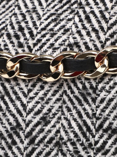 ADELE Tasche aus Fischgrätenstoff mit Schultergurt schwarze Wolle - Damentaschen