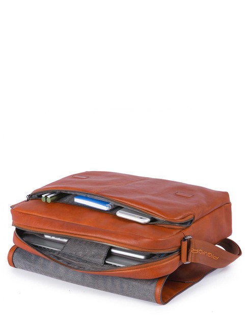 CAMPIONARIO - BLACK SQUARE Leder-Messenger f&uuml;r 14-Zoll-Laptop ORANGE - Arbeitstaschen