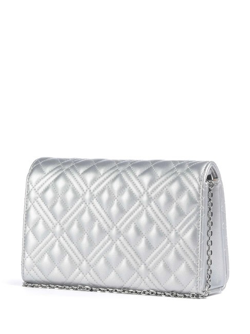 QUILTED Clutch mit Kettenschulterriemen Silber - Damentaschen