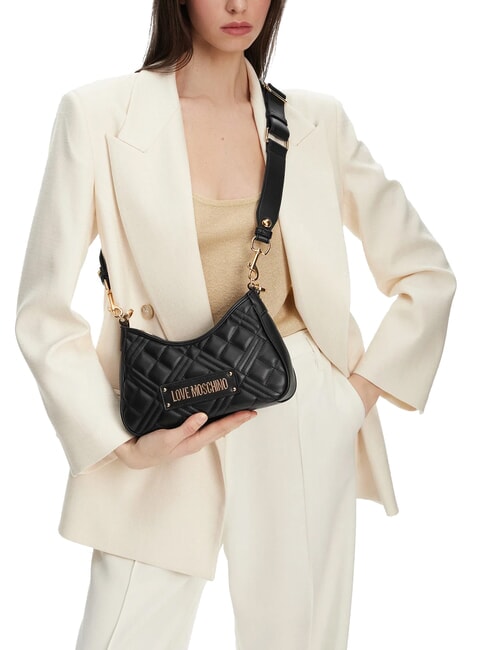 GEOMETRIC QUILTED Umh&auml;ngetasche Schwarz - Damentaschen