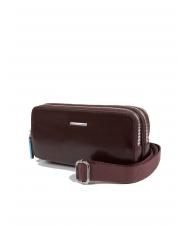 PIQUADRO BLUE SQUARE Mini-Ledertasche mit 3 Reißverschlüssen MAHAGONI - Tablettmappe &amp; Organizer - 2