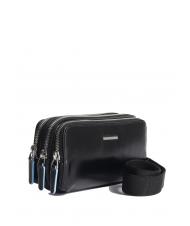 PIQUADRO BLUE SQUARE Mini-Ledertasche mit 3 Reißverschlüssen Schwarz - Tablettmappe &amp; Organizer - 3