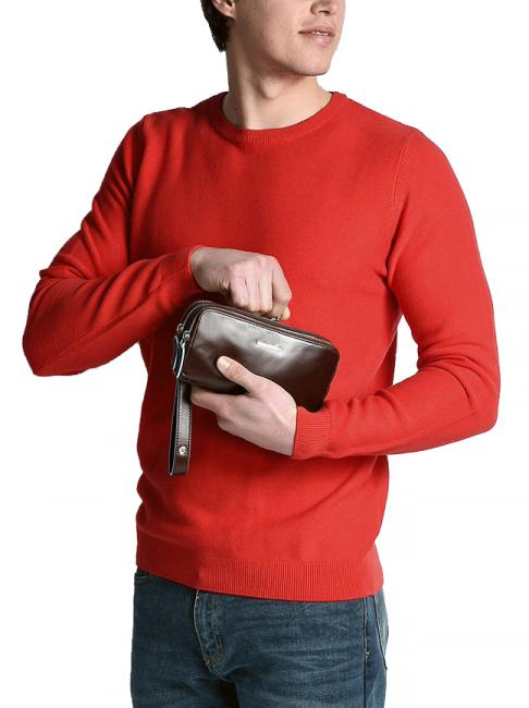 BLUE SQUARE Mini-Ledertasche mit 3 Reißverschlüssen Schwarz - Tablettmappe &amp; Organizer