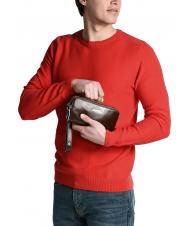 PIQUADRO BLUE SQUARE Mini-Ledertasche mit 3 Reißverschlüssen Schwarz - Tablettmappe &amp; Organizer - 5