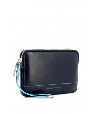 PIQUADRO BLUE SQUARE Clutch aus Leder mit Manschette Blau - Umhängetaschen Herren - 2