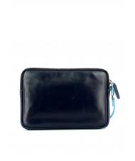 PIQUADRO BLUE SQUARE Clutch aus Leder mit Manschette Blau - Umhängetaschen Herren - 3