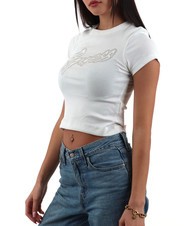 GUESS SS CN RIB LOGO Kurzarm-T-Shirt purweiß - T-Shirts und Tops für Damen - 2