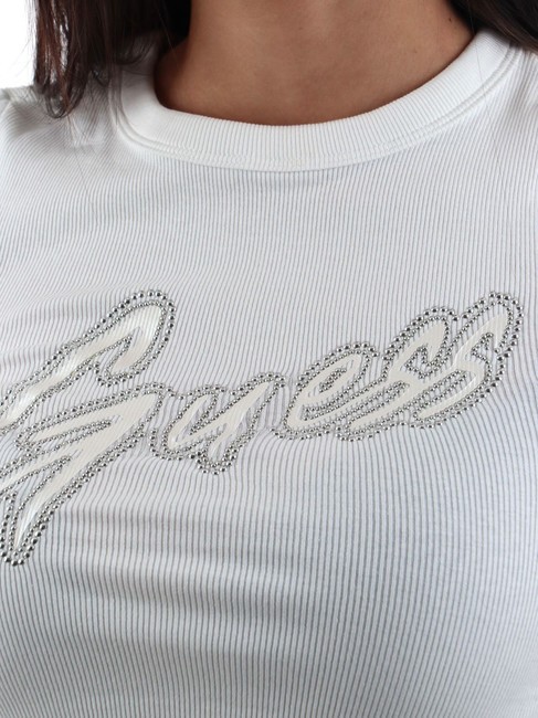 SS CN RIB LOGO Kurzarm-T-Shirt purweiß - T-Shirts und Tops für Damen