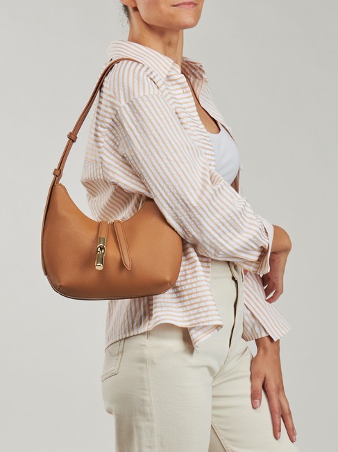 GOCCIA Umhängetasche aus gehämmertem Leder Brandy - Damentaschen