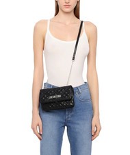 LOVE MOSCHINO QUILTED Kleine Umhängetasche Schwarz Schwarz - Damentaschen - 5