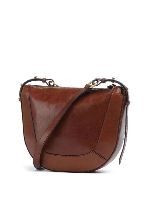 FEDORA Umh&auml;ngetasche aus Leder mit Klappe BRAUN - Damentaschen