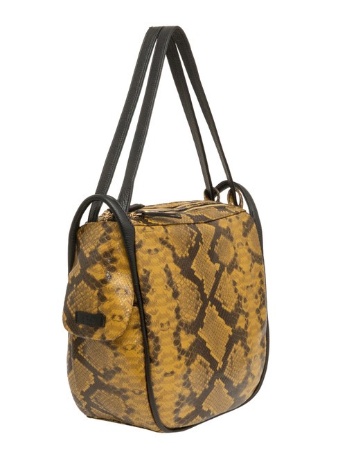 TRIO Rucksack aus St. Pythonleder braune Python - Damentaschen