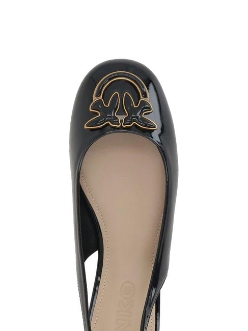 MAGGY Glänzende Ballerinas mit Slingback schwarze Limousine - Damenschuhe