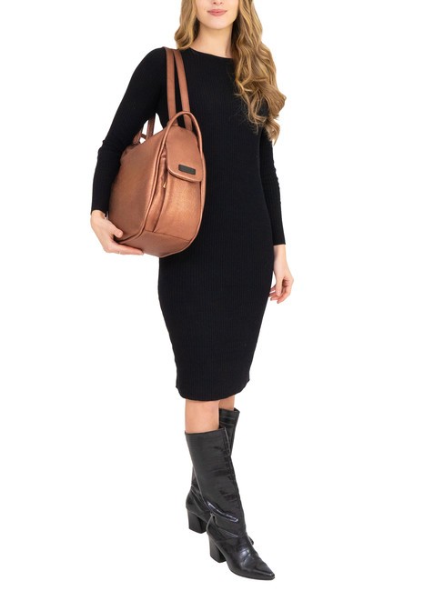 TRIO Rucksack aus Metallic-Leder Bronze - Damentaschen