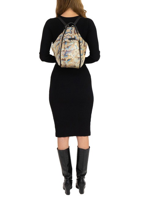 TRIO Rucksack aus St. Pythonleder graue Python - Damentaschen