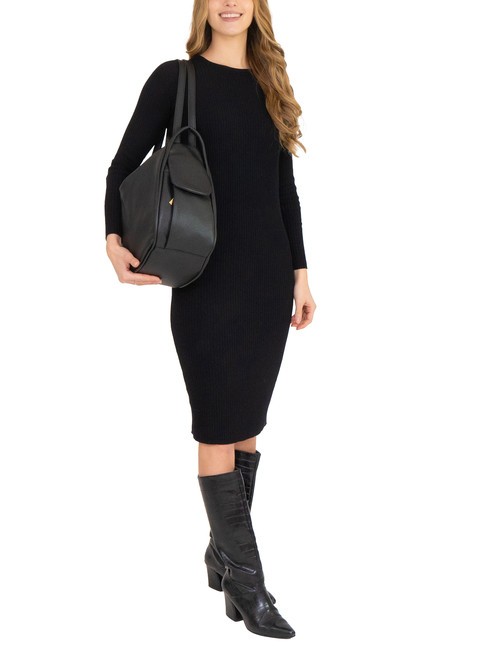 TRIO  Rucksack aus geh&auml;mmertem Leder schwarz25 - Damentaschen