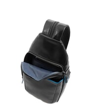 PIQUADRO BLUE SQUARE One-Shoulder-Rucksack aus Leder Schwarz - Umhängetaschen Herren - 5