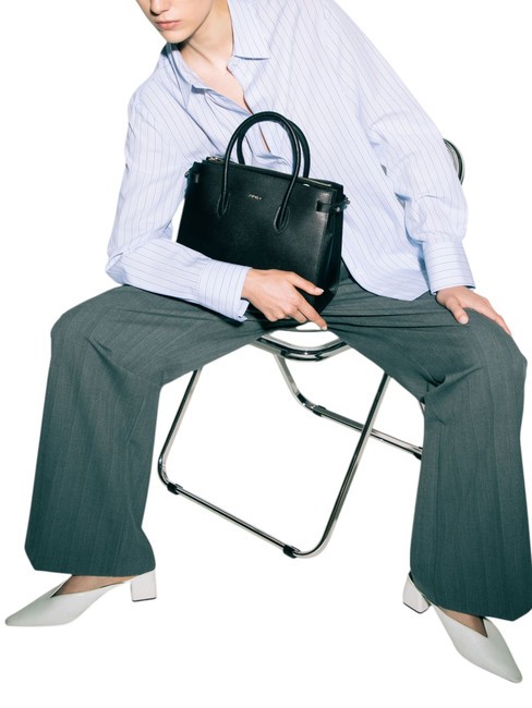 GARDENIA Handtasche aus Leder mit Andromeda-Print Schwarz - Damentaschen