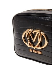 LOVE MOSCHINO CROCO PRINTED Schulterkameratasche schwarzer Krokus - Damentaschen - 3