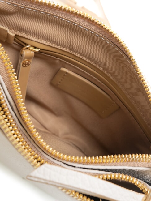 FRIDA Umhängetasche aus Leder mit Doppelreißverschluss Sand - Damentaschen