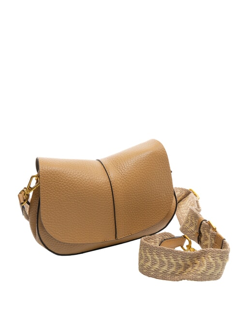 HELENA ROUND Ledertasche mit doppeltem Schultergurt Natur - Damentaschen