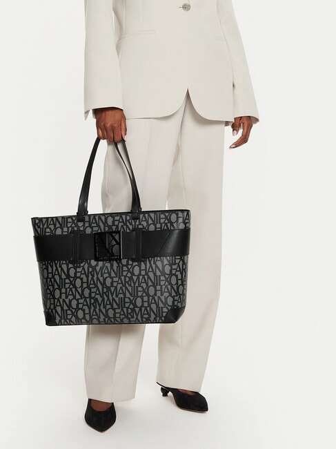 SUSIE Einkaufstasche mit durchgehendem Logo beige/schwarz - Damentaschen