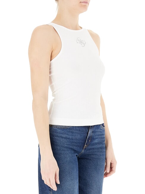NEW SL ROUND GUENDALINA 4G-Tanktop mit Strass-Logo purweiß - T-Shirts und Tops für Damen
