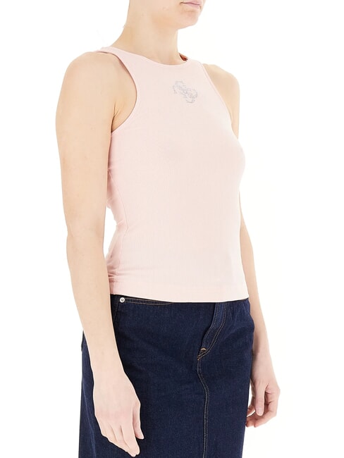NEW SL ROUND GUENDALINA 4G-Tanktop mit Strass-Logo rosa Perle - T-Shirts und Tops f&uuml;r Damen