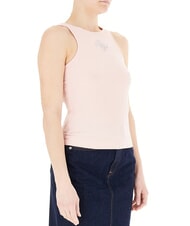 GUESS NEW SL ROUND GUENDALINA 4G-Tanktop mit Strass-Logo rosa Perle - T-Shirts und Tops für Damen - 3