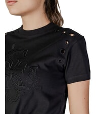 GUESS CN SS EYELET T-Shirt mit Knoten und Stickerei jetbla - T-Shirts und Tops für Damen - 4