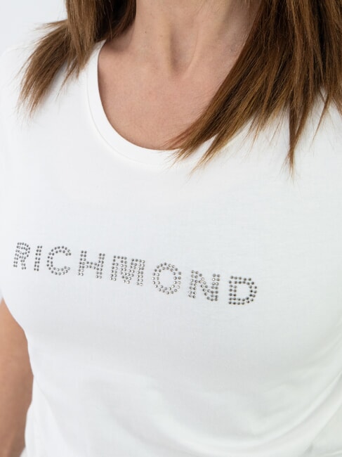 MECHI Stretch-T-Shirt mit Strass-Logo nicht-gerade weiss - T-Shirts und Tops für Damen