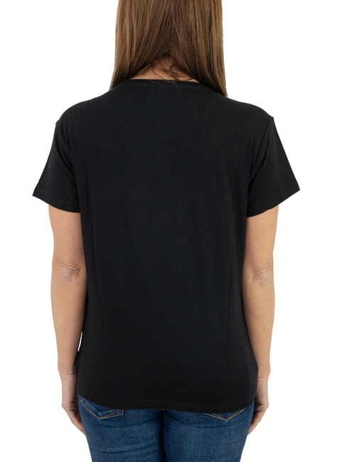 MECHI Stretch-T-Shirt mit Strass-Logo Schwarz - T-Shirts und Tops für Damen