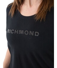 JOHN RICHMOND MECHI Stretch-T-Shirt mit Strass-Logo Schwarz - T-Shirts und Tops für Damen - 3