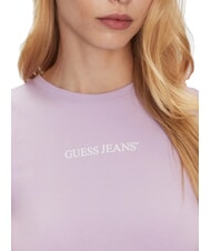 GUESS JEANS SLIM LOGO Slim-Fit-Stretch-T-Shirt lila Blume - T-Shirts und Tops für Damen - 3