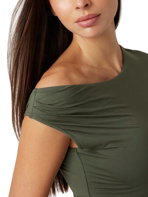 SS DOLMAN OFF MIRAYA  T-Shirt mit One-Shoulder-Design grüne Pflanze - T-Shirts und Tops für Damen