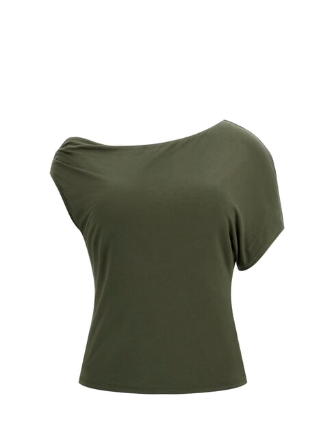 SS DOLMAN OFF MIRAYA  T-Shirt mit One-Shoulder-Design grüne Pflanze - T-Shirts und Tops für Damen