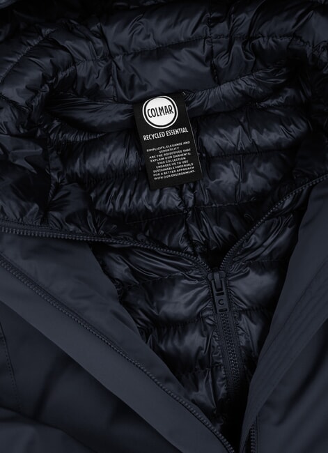 SURROUNDING Lange, wattierte Jacke mit Kapuze marineblau - Damenjacken