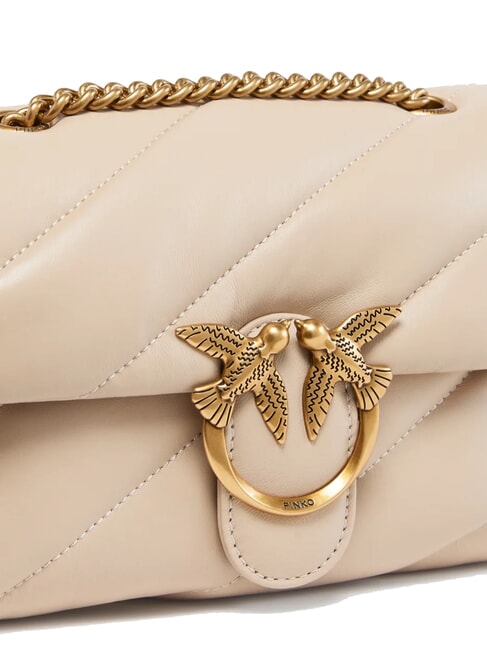 MINI LOVE BAG Nappatasche Beige-Rauchgrau-Antikgold - Damentaschen