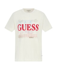 GUESS WORLD STAMPS T-Shirt aus Baumwolle perlweiß multi - Herren-T-Shirts - 3
