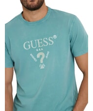 GUESS TRIANGLE Baumwoll-T-Shirt mit Aufdruck zartes Blaugr&uuml;n - Herren-T-Shirts - 3