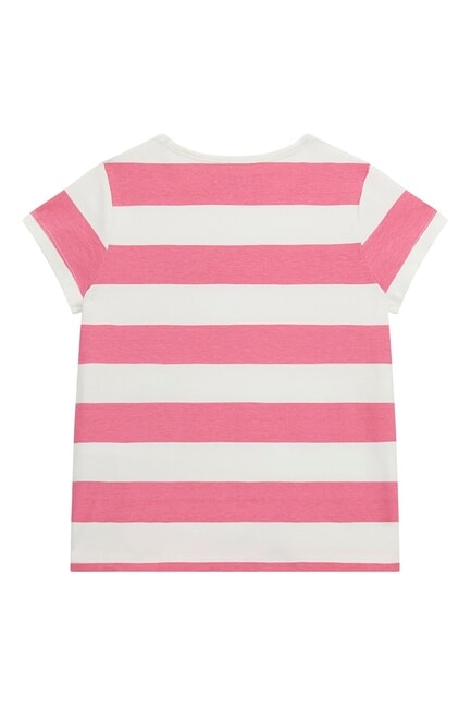 KIDS Gestreiftes T-Shirt weiß und fuchsia st - Kinder-T-Shirt